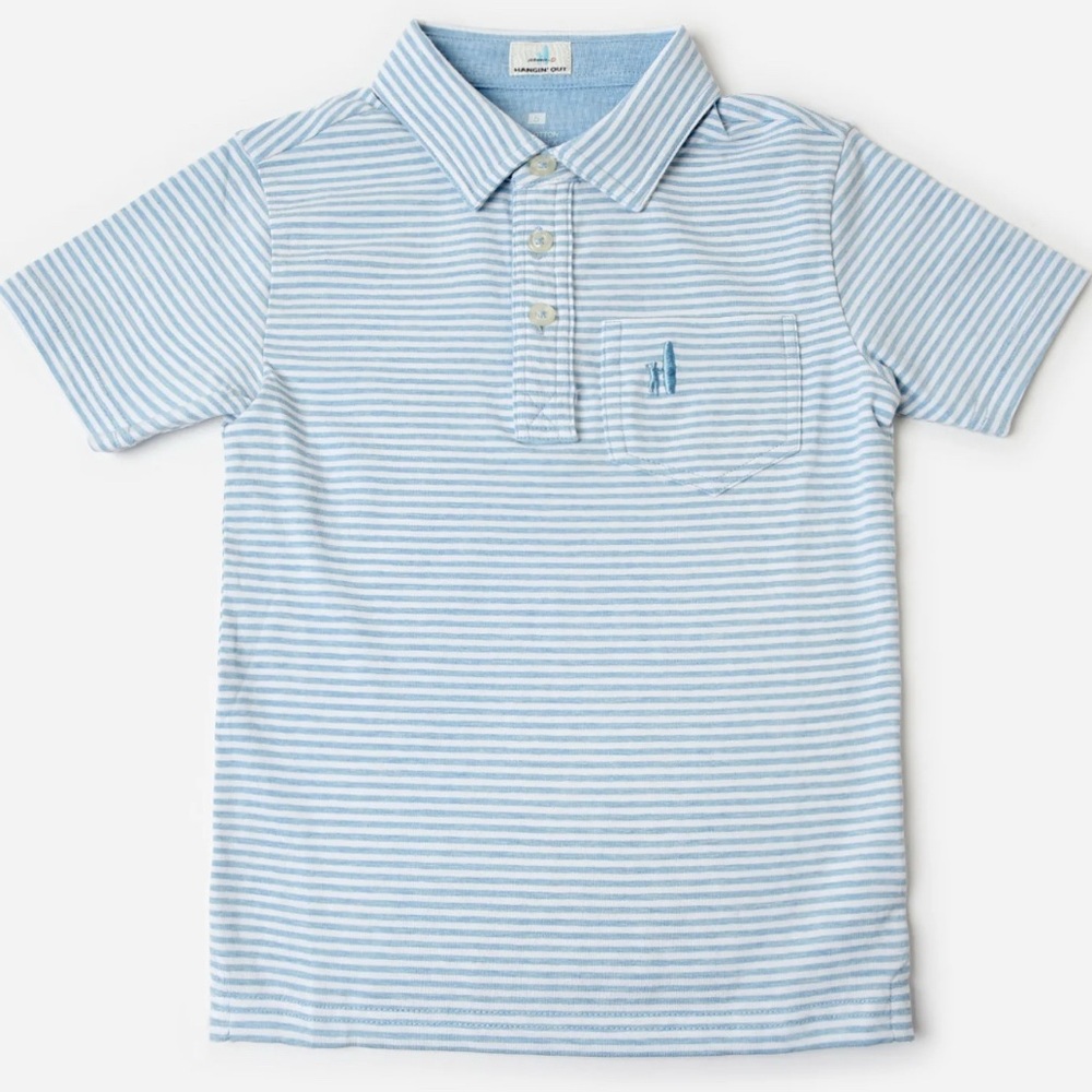 johnnie-o The Original Jr. Polo Dante Stripe  in Gulf Blue